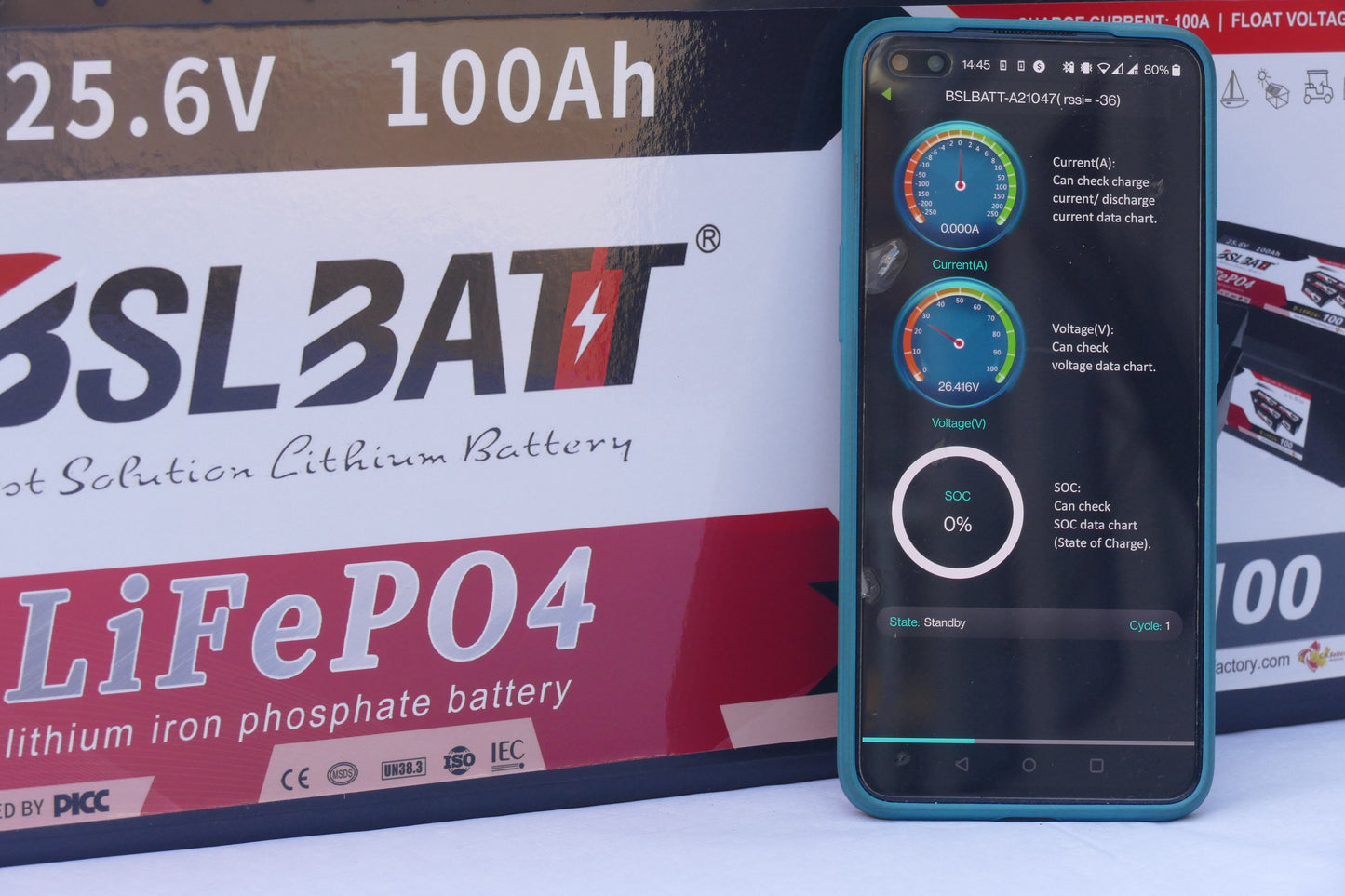 BSLBATT 24V 100AH Lithium Battery (bluetooth)