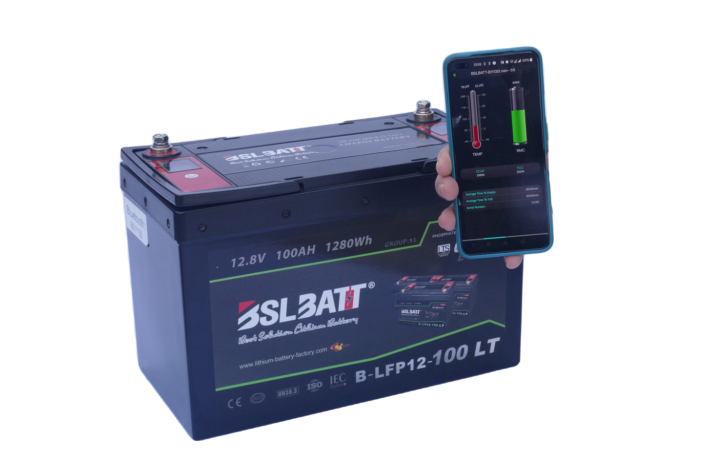 BSLBATT 12V 100AH Lithium Battery (bluetooth+display)