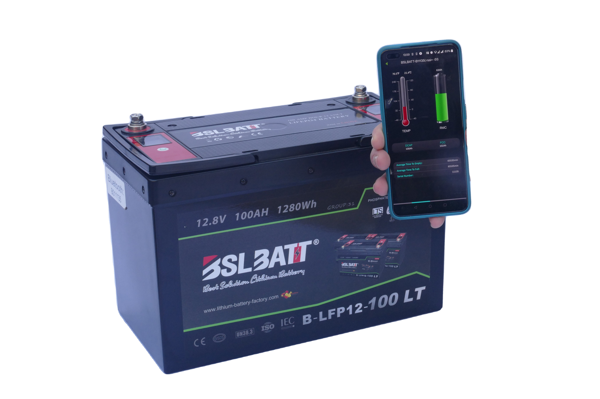 BSLBATT 12V 100AH Lithium Battery (bluetooth+display) – e-way